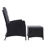 darrahopens Furniture > Outdoor Set of 2 Sun lounge Recliner Chair Wicker Lounger Sofa Day Bed Outdoor Chairs Patio Furniture Garden Cushion Ottoman Gardeon