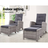 darrahopens Furniture > Outdoor Set of 2 Sun lounge Recliner Chair Wicker Lounger Sofa Day Bed Outdoor Chairs Patio Furniture Garden Cushion Ottoman Gardeon