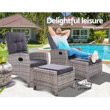 darrahopens Furniture > Outdoor Set of 2 Sun lounge Recliner Chair Wicker Lounger Sofa Day Bed Outdoor Chairs Patio Furniture Garden Cushion Ottoman Gardeon