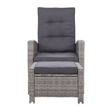 darrahopens Furniture > Outdoor Set of 2 Sun lounge Recliner Chair Wicker Lounger Sofa Day Bed Outdoor Chairs Patio Furniture Garden Cushion Ottoman Gardeon