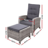 darrahopens Furniture > Outdoor Set of 2 Sun lounge Recliner Chair Wicker Lounger Sofa Day Bed Outdoor Chairs Patio Furniture Garden Cushion Ottoman Gardeon