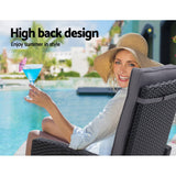 darrahopens Furniture > Outdoor Sun lounge Recliner Chair Wicker Lounger Sofa Day Bed Outdoor Furniture Patio Garden Cushion Ottoman Black Gardeon