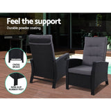 darrahopens Furniture > Outdoor Sun lounge Recliner Chair Wicker Lounger Sofa Day Bed Outdoor Furniture Patio Garden Cushion Ottoman Black Gardeon
