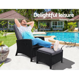 darrahopens Furniture > Outdoor Sun lounge Recliner Chair Wicker Lounger Sofa Day Bed Outdoor Furniture Patio Garden Cushion Ottoman Black Gardeon
