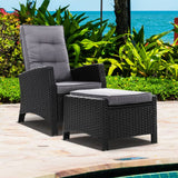 darrahopens Furniture > Outdoor Sun lounge Recliner Chair Wicker Lounger Sofa Day Bed Outdoor Furniture Patio Garden Cushion Ottoman Black Gardeon