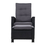 darrahopens Furniture > Outdoor Sun lounge Recliner Chair Wicker Lounger Sofa Day Bed Outdoor Furniture Patio Garden Cushion Ottoman Black Gardeon