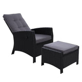 darrahopens Furniture > Outdoor Sun lounge Recliner Chair Wicker Lounger Sofa Day Bed Outdoor Furniture Patio Garden Cushion Ottoman Black Gardeon