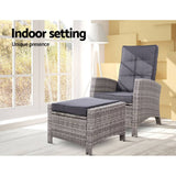 darrahopens Furniture > Outdoor Sun lounge Recliner Chair Wicker Lounger Sofa Day Bed Outdoor Furniture Patio Garden Cushion Ottoman Grey Gardeon