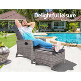 darrahopens Furniture > Outdoor Sun lounge Recliner Chair Wicker Lounger Sofa Day Bed Outdoor Furniture Patio Garden Cushion Ottoman Grey Gardeon