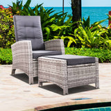 darrahopens Furniture > Outdoor Sun lounge Recliner Chair Wicker Lounger Sofa Day Bed Outdoor Furniture Patio Garden Cushion Ottoman Grey Gardeon