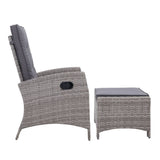 darrahopens Furniture > Outdoor Sun lounge Recliner Chair Wicker Lounger Sofa Day Bed Outdoor Furniture Patio Garden Cushion Ottoman Grey Gardeon