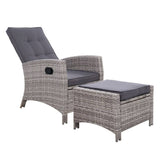 darrahopens Furniture > Outdoor Sun lounge Recliner Chair Wicker Lounger Sofa Day Bed Outdoor Furniture Patio Garden Cushion Ottoman Grey Gardeon