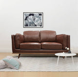 darrahopens Furniture > Sofas 2 Seater Faux Leather Sofa Brown Modern Lounge Set for Living Room Couch with Wooden Frame