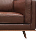darrahopens Furniture > Sofas 2 Seater Faux Leather Sofa Brown Modern Lounge Set for Living Room Couch with Wooden Frame