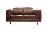 darrahopens Furniture > Sofas 2 Seater Faux Leather Sofa Brown Modern Lounge Set for Living Room Couch with Wooden Frame