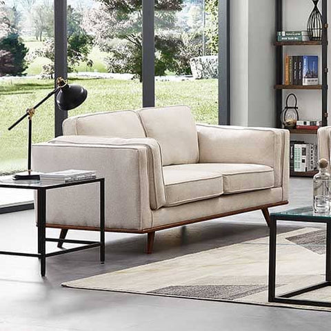 darrahopens Furniture > Sofas 2 Seater Sofa Beige Fabric Modern Lounge Set for Living Room Couch with Wooden Frame