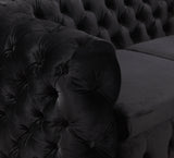 Darrahopens Furniture > Sofas 2 Seater Sofa Classic Button Tufted Lounge in Black Velvet Fabric with Metal Legs