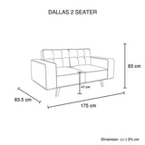 Darrahopens Furniture > Sofas 2 Seater Sofa Fabric Upholstery Grey Colour Pocket Spring Wooden Frame