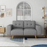Darrahopens Furniture > Sofas 2 Seater Sofa Fabric Upholstery Grey Colour Pocket Spring Wooden Frame