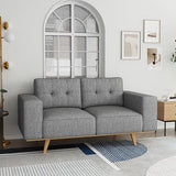 Darrahopens Furniture > Sofas 2 Seater Sofa Fabric Upholstery Grey Colour Pocket Spring Wooden Frame