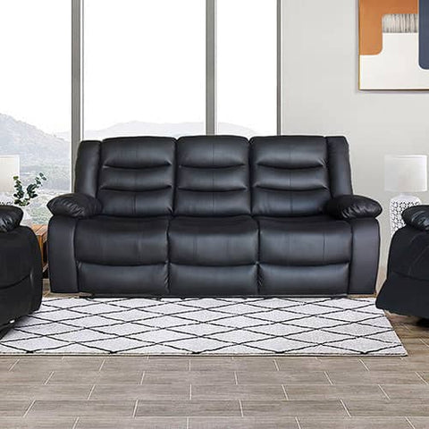 darrahopens Furniture > Sofas 3+1+1 Seater Recliner Sofa In Faux Leather Lounge Couch in Black