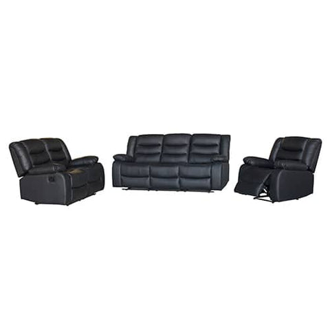 darrahopens Furniture > Sofas 3+2+1 Seater Recliner Sofa In Faux Leather Lounge Couch in Black