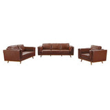 darrahopens Furniture > Sofas 3+2+1 Seater Sofa Brown Leather Lounge Set for Living Room Couch with Wooden Frame