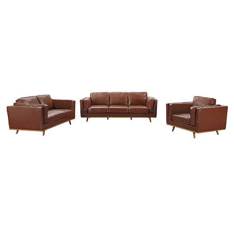 darrahopens Furniture > Sofas 3+2+1 Seater Sofa Brown Leather Lounge Set for Living Room Couch with Wooden Frame