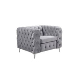 darrahopens Furniture > Sofas 3+2+1 Seater Sofa Classic Button Tufted Lounge in Grey Velvet Fabric with Metal Legs