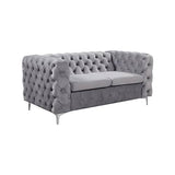 darrahopens Furniture > Sofas 3+2+1 Seater Sofa Classic Button Tufted Lounge in Grey Velvet Fabric with Metal Legs
