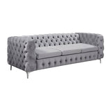 darrahopens Furniture > Sofas 3+2 Seater Sofa Classic Button Tufted Lounge in Grey Velvet Fabric with Metal Legs