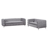 darrahopens Furniture > Sofas 3+2 Seater Sofa Classic Button Tufted Lounge in Grey Velvet Fabric with Metal Legs