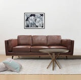 darrahopens Furniture > Sofas 3 Seater Faux Sofa Brown Lounge Set for Living Room Couch with Wooden Frame