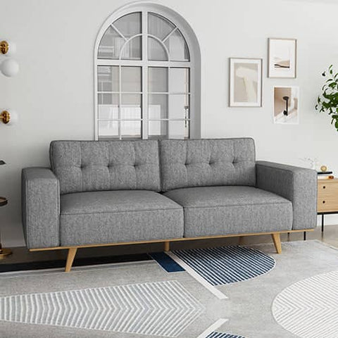 Darrahopens Furniture > Sofas 3 Seater Sofa Fabric Upholstery Grey Colour Pocket Spring Wooden Frame