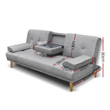 darrahopens Furniture > Sofas Artiss 3 Seater Fabric Sofa Bed - Grey