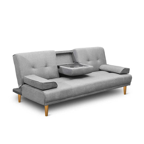 darrahopens Furniture > Sofas Artiss 3 Seater Fabric Sofa Bed - Grey