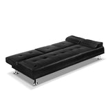 darrahopens Furniture > Sofas Artiss 3 Seater PU Leather Sofa Bed - Black