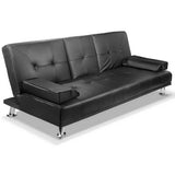 darrahopens Furniture > Sofas Artiss 3 Seater PU Leather Sofa Bed - Black