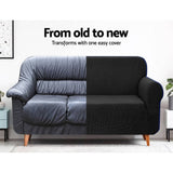 darrahopens Furniture > Sofas Artiss High Stretch Sofa Cover Couch Lounge Protector Slipcovers 3 Seater Black