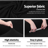 darrahopens Furniture > Sofas Artiss High Stretch Sofa Cover Couch Lounge Protector Slipcovers 3 Seater Black
