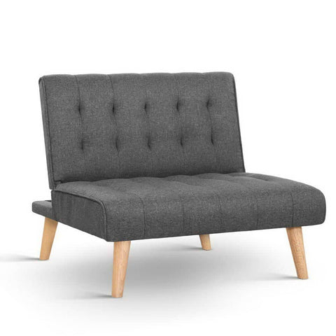 darrahopens Furniture > Sofas Artiss Linen Sofa Bed Lounge Chair Single Seater Modular Bed Set
