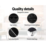 darrahopens Furniture > Sofas Artiss Sofa Bed Lounge Futon Couch 3 Seater Leather Cup Holder Recliner