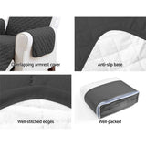 darrahopens Furniture > Sofas Artiss Sofa Cover Quilted Couch Covers Lounge Protector Slipcovers 3 Seater Dark Grey