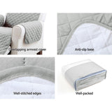 darrahopens Furniture > Sofas Artiss Sofa Cover Quilted Couch Covers Lounge Protector Slipcovers 3 Seater Grey