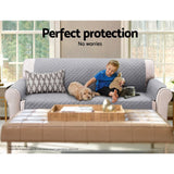 darrahopens Furniture > Sofas Artiss Sofa Cover Quilted Couch Covers Lounge Protector Slipcovers 3 Seater Grey