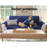 darrahopens Furniture > Sofas Artiss Sofa Cover Quilted Couch Covers Lounge Protector Slipcovers 3 Seater Navy