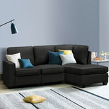 darrahopens Furniture > Sofas Artiss Sofa Lounge Set 4 Seater Modular Chaise Chair Couch Fabric Dark Grey