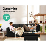 darrahopens Furniture > Sofas Artiss Sofa Lounge Set 4 Seater Modular Chaise Chair Couch Fabric Dark Grey