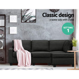 darrahopens Furniture > Sofas Artiss Sofa Lounge Set 4 Seater Modular Chaise Chair Couch Fabric Dark Grey