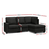 darrahopens Furniture > Sofas Artiss Sofa Lounge Set 4 Seater Modular Chaise Chair Couch Fabric Dark Grey